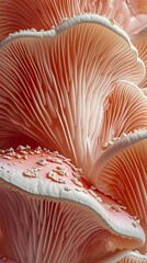 mushrooms, pink filter, lamellar mushrooms, oyster mushrooms, close-up, peach color, color of the year.