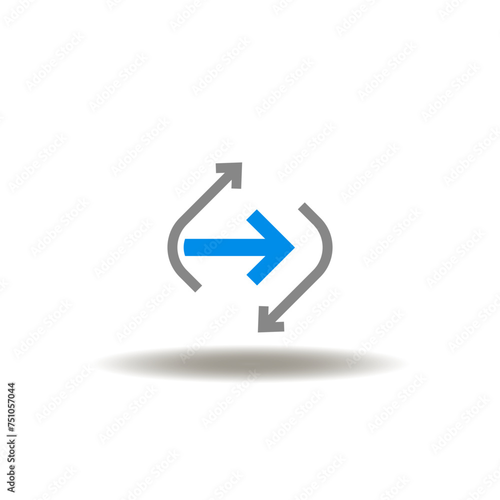 Poster vector illustration of arrow right or forward with round arrows process. icon of continuing. symbol 