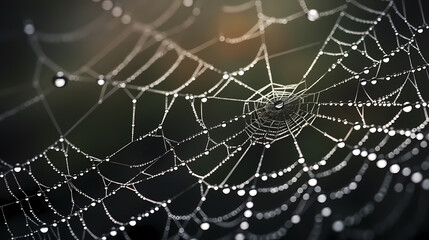 The intricate pattern of a spider web symbolizes networking technology