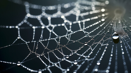 Obraz premium The intricate pattern of a spider web symbolizes networking technology