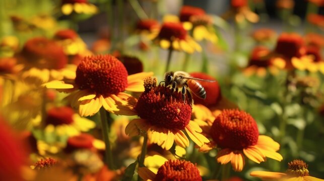 Nature Photo of flowers and bees in the garden