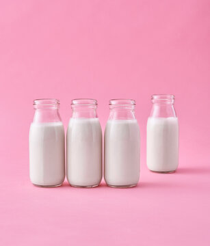 Coconut milk in bottles