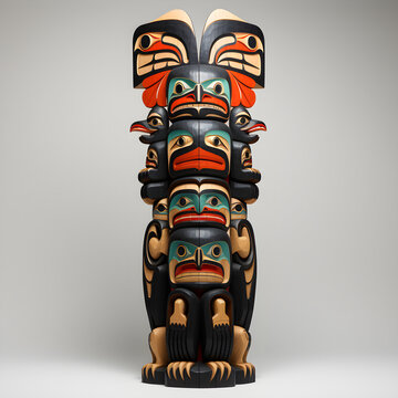 Evoking Ancient Traditions: Vibrant BC Indigenous Totem Pole Art