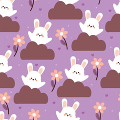 seamless pattern cartoon bunny. cute animal pattern for easter wallpaper, background