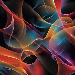 Abstract Fractal Light Wave Design: A dynamic fractal background featuring vibrant waves of light, creating an energetic and colorful visual experience