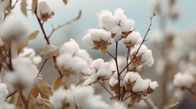 Photo of cotton flowers flying in the wind in the garden