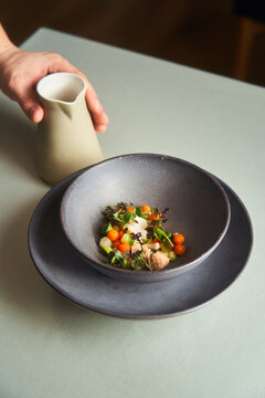 Soup in fine dining restaurant