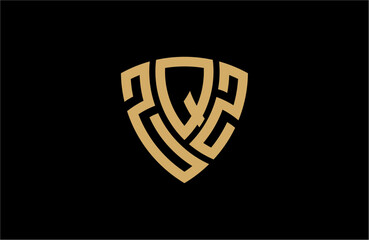 ZQZ creative letter shield logo design vector icon illustration