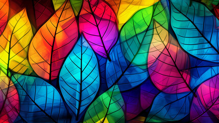 Colorful Background With Many Different Colored Mosaic Leaves