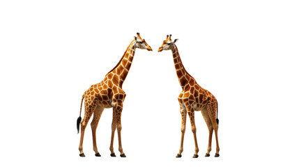 Pair of Giraffes in Reach on Transparent Background