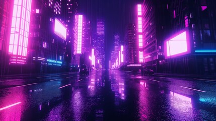A high-resolution snapshot of a neon-lit cityscape against a dark backdrop, delivering a stylish and minimalistic mockup.