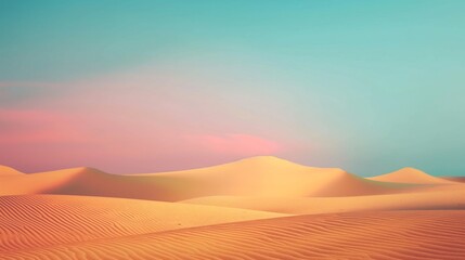 Fototapeta na wymiar A high-resolution snapshot of a minimalistic digital desert with a gradient sky, providing a serene yet colorful background mockup.