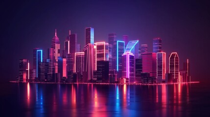 A high-resolution snapshot of a neon-lit cityscape against a dark backdrop, delivering a stylish and minimalistic mockup.
