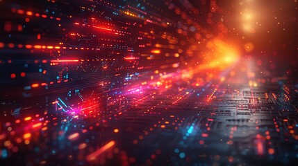 Obraz premium Modern technological design. Abstract high-tech background with arrows and glowing lines. Vector illustration for a banner or presentation on the theme of technology, science, and medicine