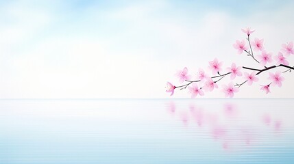 Tranquil watercolor garden stylized cherry blossoms fluttering gently Springs peaceful allurewater color