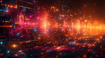 Obraz premium Modern technological design. Abstract high-tech background with arrows and glowing lines. Vector illustration for a banner or presentation on the theme of technology, science, and medicine