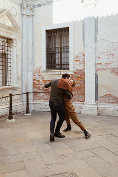 Happy couple dancing outdoor