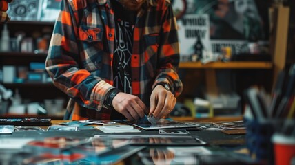 Man browsing through a collection of CDs at a store