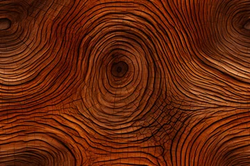 Rolgordijnen Closeup textured background of dry brown wood with wavy lines and cracks. Old wood surface in nature. Wood grain seamless pattern for interior design © ratatosk