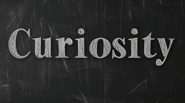A blackboard displaying the word "curiosity" in clear white chalk letters, symbolizing the importance of questioning and exploration