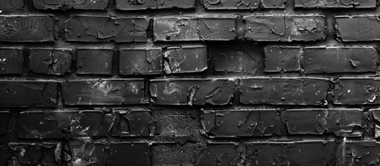 This black and white photo captures the raw beauty of a brick wall, showcasing the intricate patterns and textures of each individual brick. The monochromatic tones add a timeless quality to the image