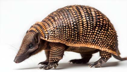 Fototapeta premium Mulita, Armadillo of six bands, on to white background