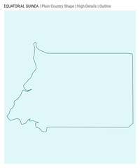Equatorial Guinea plain country map. High Details. Outline style. Shape of Equatorial Guinea. Vector illustration.