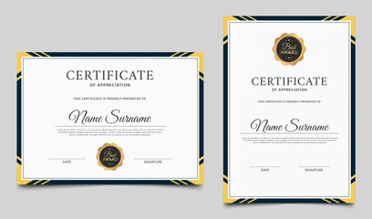 Elegant certificate of achievement template. Diploma award border design. Vector illustration