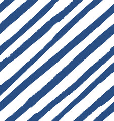Vector seamless repeat pattern with thick diagonal bias navy and white stripes. Grunge torn edge striping. Versatile striped backdrop, nautical stripe pattern, coastal, Americana blue stripe.