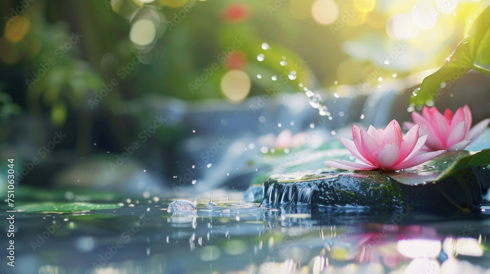 Poster A serene nature scene highlighting the connection between Reiki and the natural flow of energy in the universe.