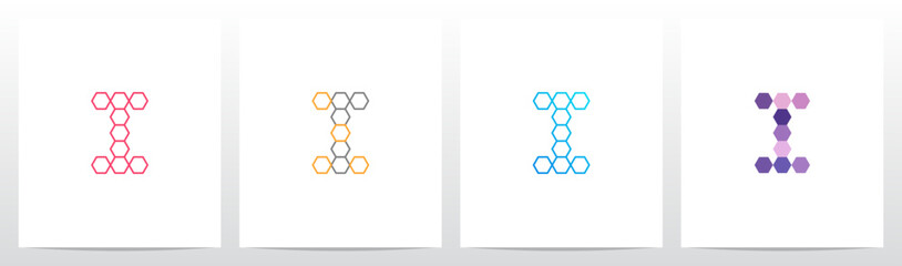 Outline Hexagon Initial Letter Logo Design I