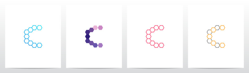 Outline Hexagon Initial Letter Logo Design C