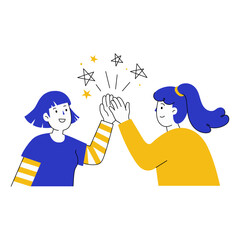Two young girl greeting to each other