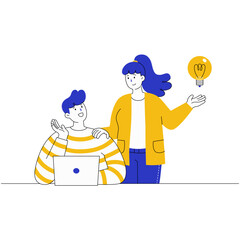 Workplace colleague bringing good idea