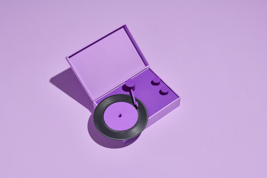 Retro portable turntable isolated. Clipping path included.