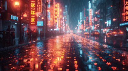 Fototapeta premium Against a backdrop of neon lights and flying cars a line graph tracks the yearly revenue of a company over the past five years. The graphs sharp upward trajectory speaks to