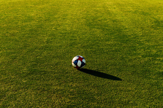 Football soccer ball on the grass