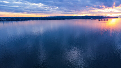 Edge of sunset over Burrard Inlet, Vancouver, BC