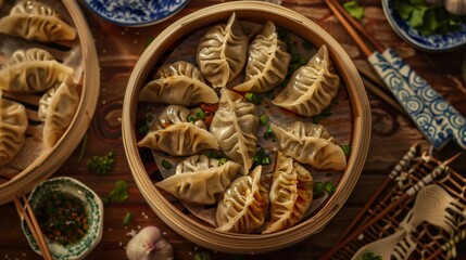 Delicious dumplings ready to be served. Chinese food