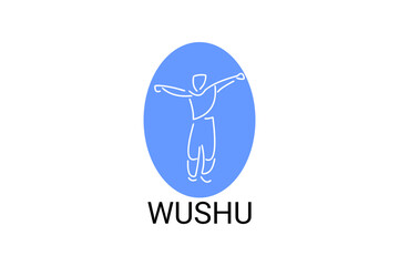 wushu sport vector line icon. sportman, fighting stance. sport pictogram illustration.