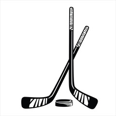 Hockey ice stick in artline black and white for illustration