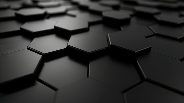 Abstract black technology hexagonal background, Innovative Black Hexagon Geometric Concept