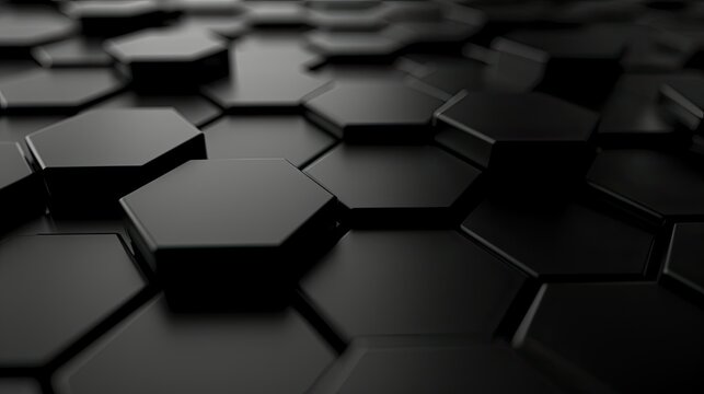 Abstract black technology hexagonal background, Abstract Tech Hexagon 3D Visualization