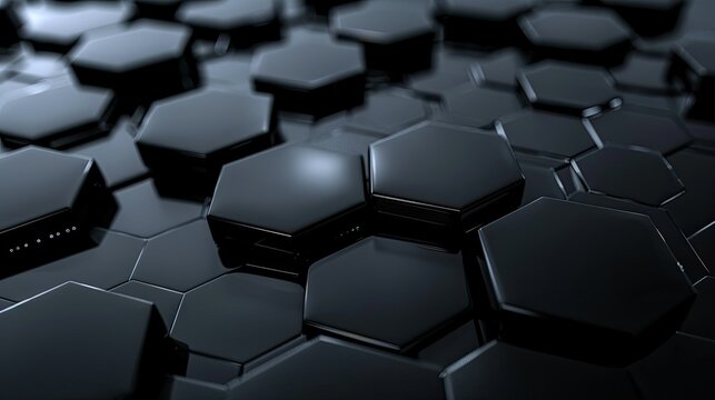 Abstract black technology hexagonal background, 3D Black Hexagonal Technology Mosaic