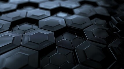 Abstract black technology hexagonal background, 3D Black Hexagon Tech Theme