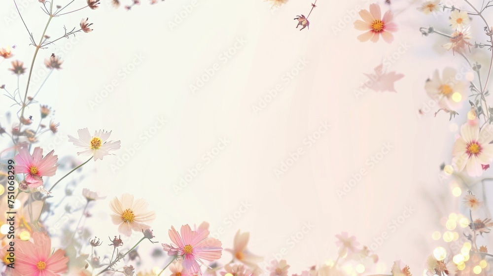 Aufkleber empty space for large text . use soft colors and small flowers
