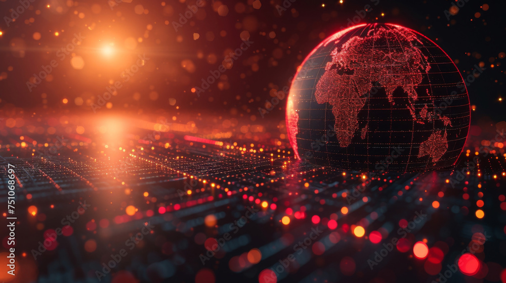 Poster a holographic globe is the focal point of the sixth image symbolizing the global impact of loan repa