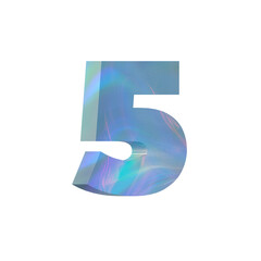 Sky blue Iridescent letter 5