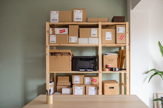 Interior of delivery service home office