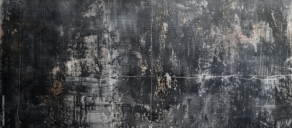Poster the image shows a black and white wall, with distinct textures and patterns visible. the wall appear
